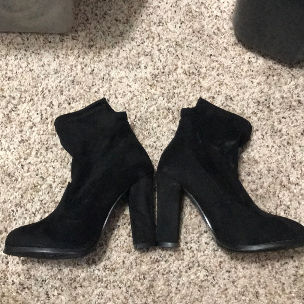 High Heel Booties - vegan, black, size 6
